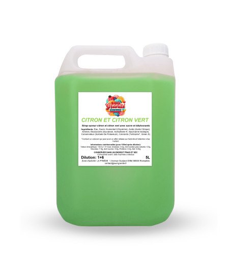 Sirop concentré granité Citron - Citron Vert 5 litres